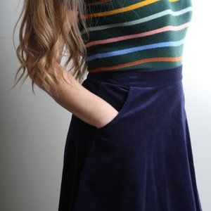 Modcloth Corduroy Navy A-Line Skirt